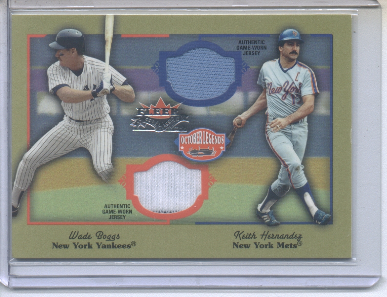 2002 Fleer Fall Classics October Legends Game Used Dual #14 Wade Boggs Jsy/Keith Hernandez Jsy