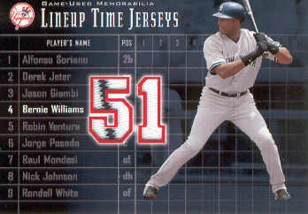 2003 Upper Deck Lineup Time Jerseys #BW Bernie Williams