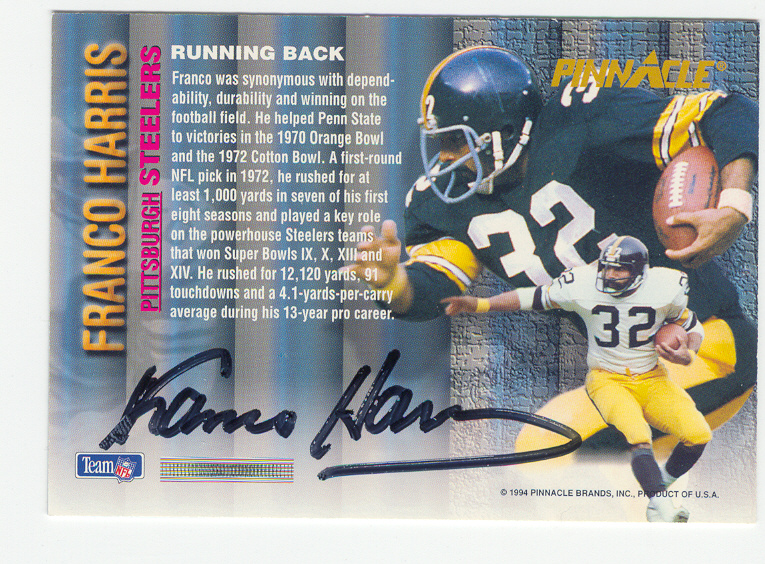1993 Pinnacle #NNO Franco Harris AU/3000