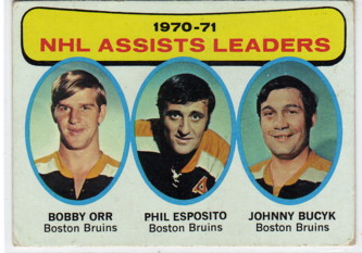 1971-72 Topps #2 Assists Leaders/Bobby Orr/Phil Esposito/Johnny Bucyk