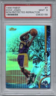 1998/99 Topps Finest Basketball #7 Eddie Jones No-Pro Refractor PSA MINT 9 BEAUTIFUL!!