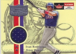 2001 Fleer Platinum National Patch Time #48 Ivan Rodriguez Blue S1