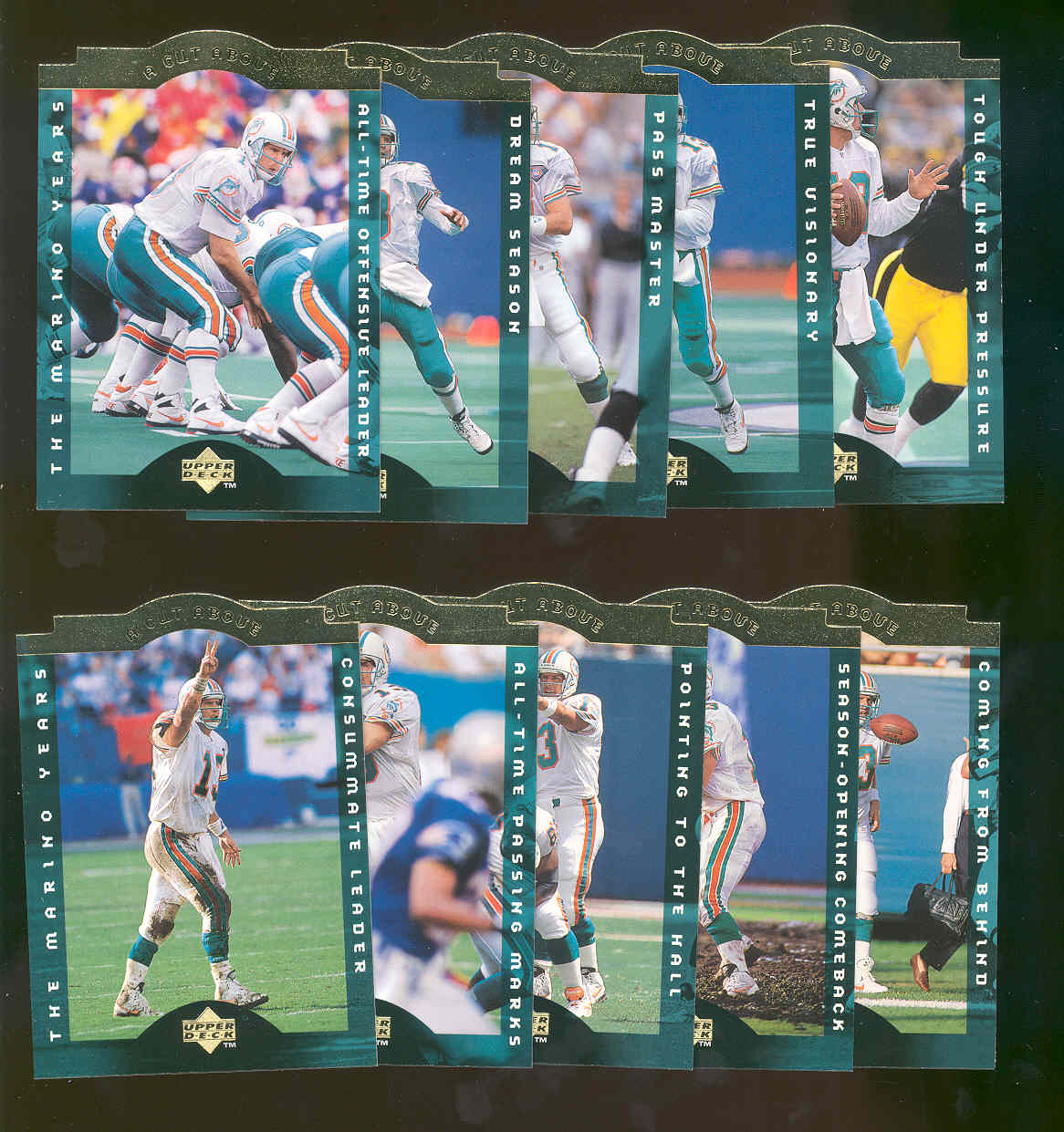 1996 Upper Deck Collector's Choice Dan Marino A Cut Above Complete NFL Hall of Famer Dolphins Insert Set 1-10 RARE Dolphins Low Shipping Cost Beckett Value $15