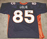ASHLEY LELIE autographed ( signed autograph ) authentic Denver Broncos jersey ( Mounted Memories )