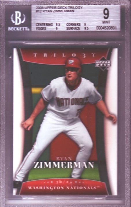 2005 Upper Deck Trilogy #12 Ryan Zimmerman BGS-9.0 MINT
