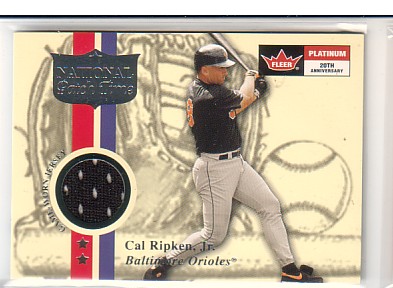 2001 Fleer Platinum National Patch Time #45 Cal Ripken Black S1