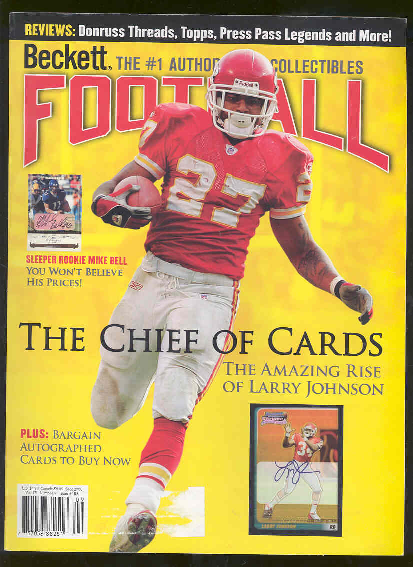 Low Shipping Beckett Football Magazine #198 September 2006 Larry Johnson Cover