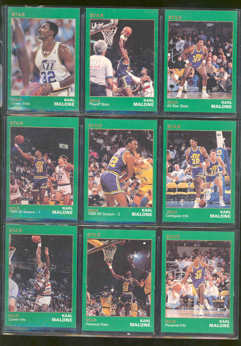 1990 Star Basketball Karl Malone Star Set Gold 1 of 1500 sets printed of this player
