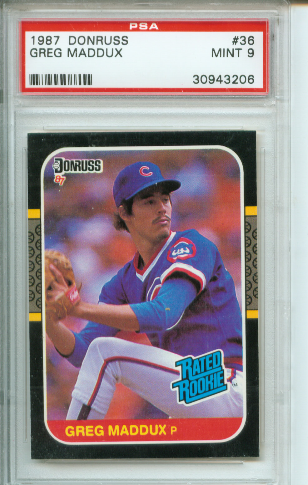 1987 Donruss #36 Greg Maddux RC PSA 9