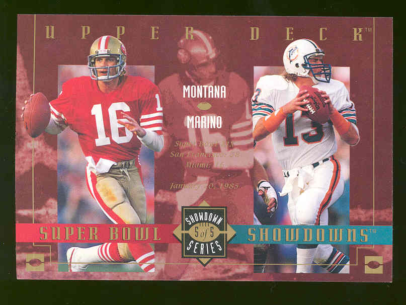 1993 Upper Deck Tombstone Pizza Lite Beer Super Bowl Showdowns Showdown Series #5 of 5 Joe Montana / Dan Marino Over Sized RARE
