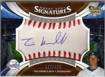 2006 Sweet Spot Signatures Red Stitch Blue Ink #173 Tim Hamulack/150