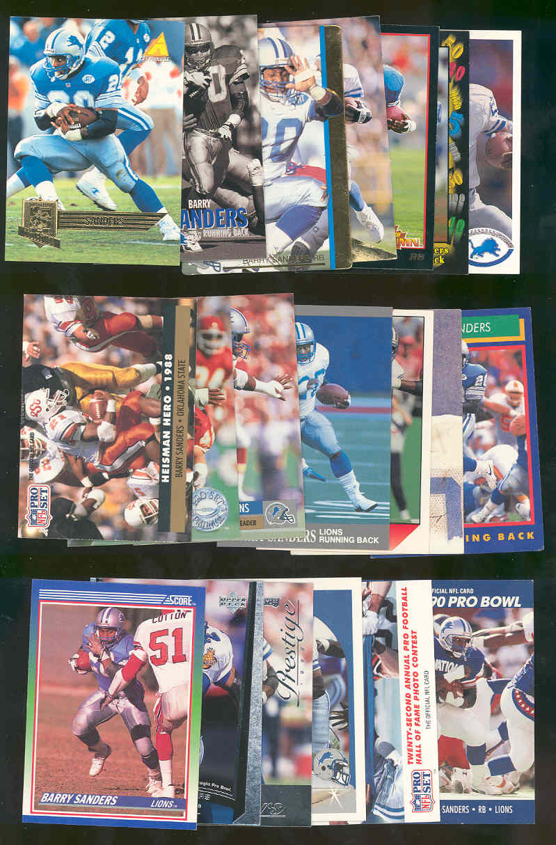 (20) Assorted / Mixed Barry Sanders Lions NFL Cards All Different  Low Shipping 