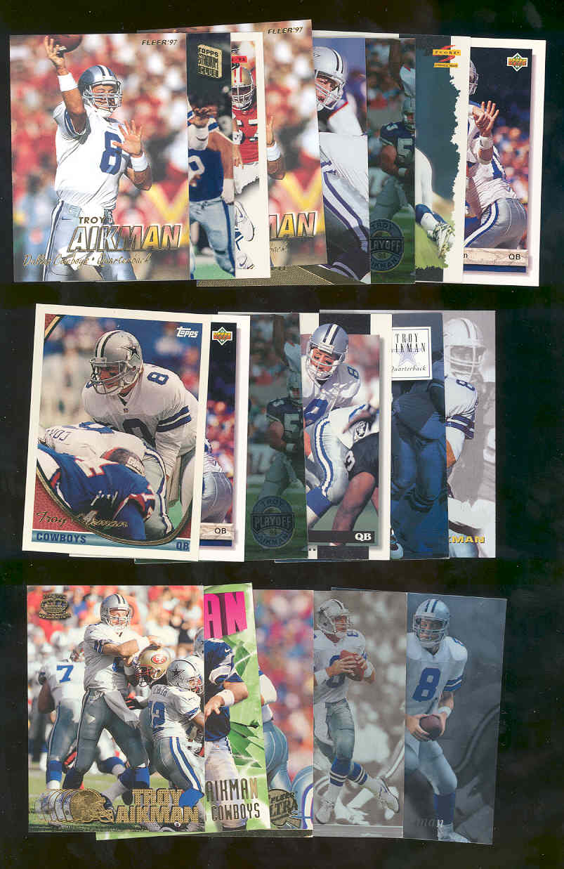 (20) Assorted / Mixed Troy Aikman Cowboys NFL Cards All Different  Low Shipping 