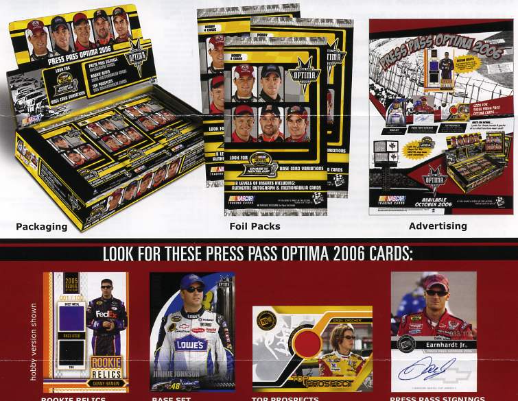 2006 Press Pass Optima Racing Factory Sealed Hobby Box (Random Autographs & Memorabilia Cards) 