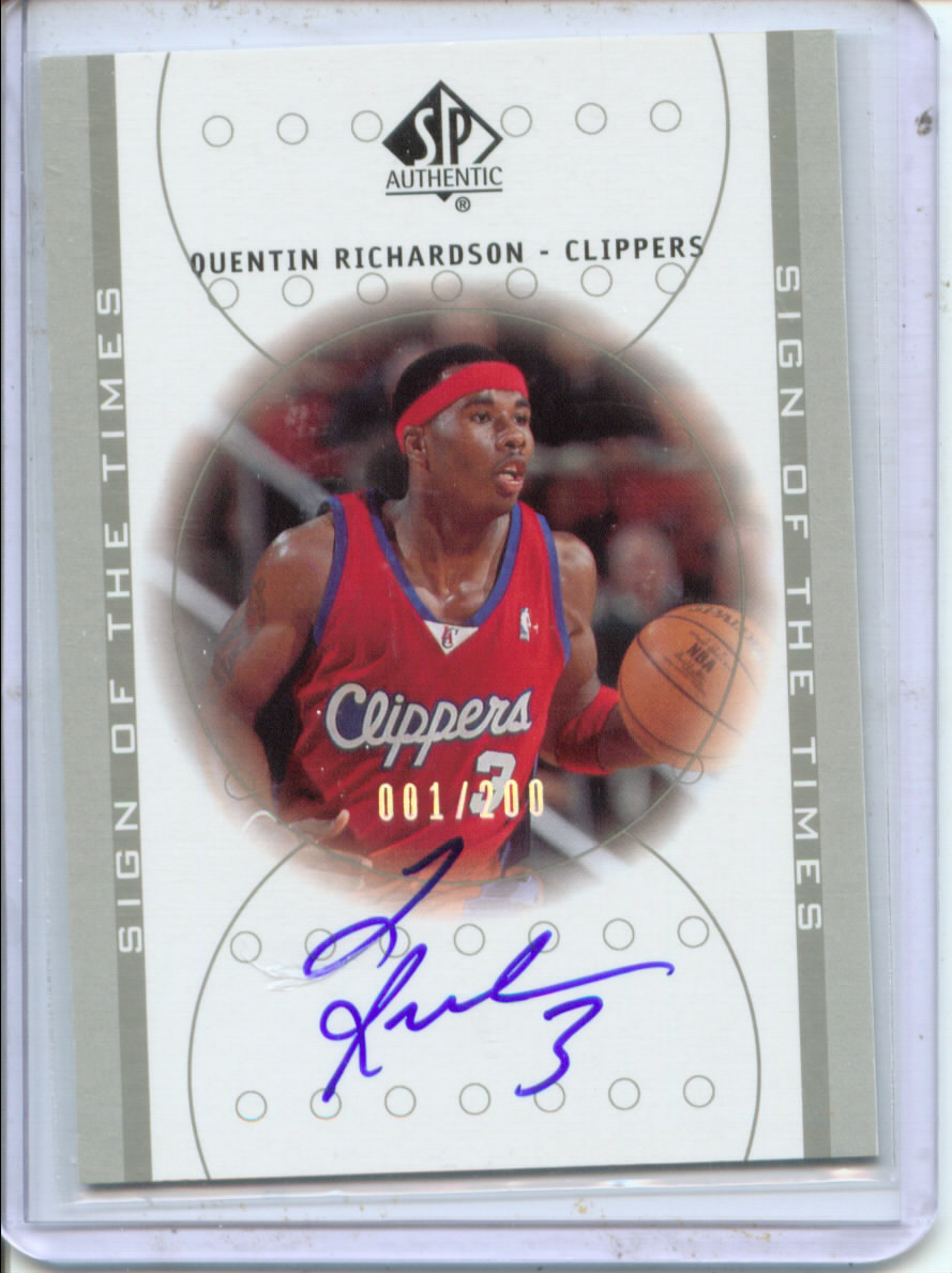 2000-01 SP Authentic Sign of the Times Platinum #QR Quentin Richardson/200