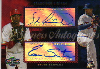 2006 Topps Co-Signers Dual Autographs #CS74 Francisco Liriano/Ervin Santana S