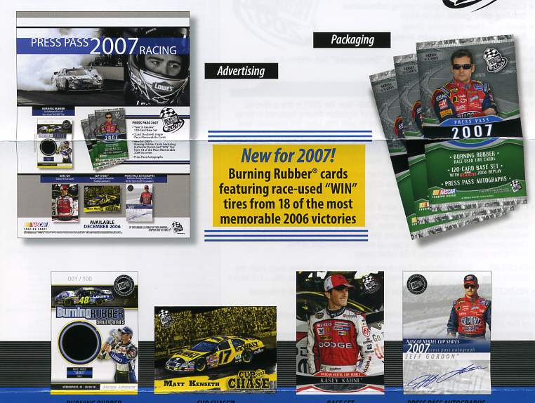 2007 Press Pass Racing Factory Sealed Hobby Box (1st Racing for 2007) (New Burning Rubber Race Used Win Tire Cards) 