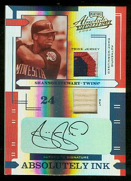 2004 Absolute Memorabilia Absolutely Ink Combo Material PS #111 S.Stewart Bat-Jsy/5