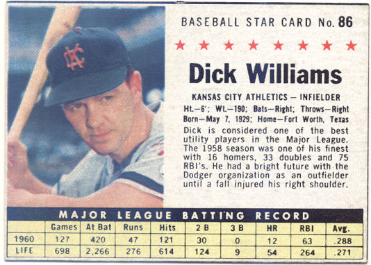 1961 Post #86B Dick Williams BOX