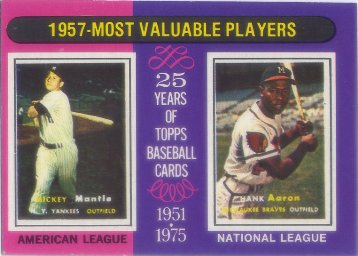 1975 Topps Mini #195 Mickey Mantle/Hank Aaron MVP