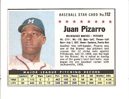 1961 Post #112 Juan Pizarro BOX only