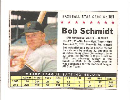 1961 Post #151 Bob Schmidt BOX only