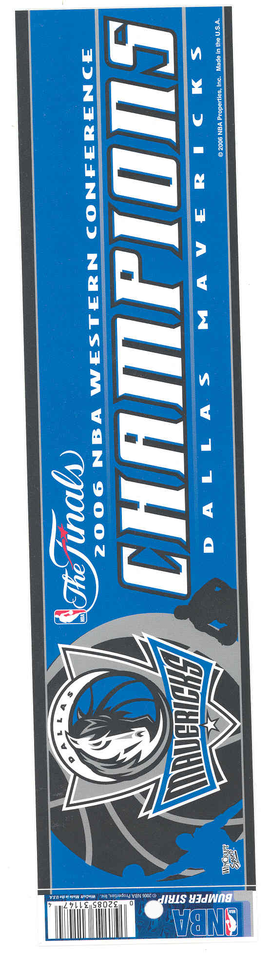 2006 NBA Finals 2006 NBA WESTERN CONFERENCE CHAMPIONS DALLAS MAVERICKS Bumper Sticker 