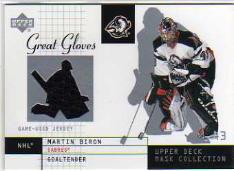 2002-03 UD Mask Collection Great Gloves #GGMB Martin Biron