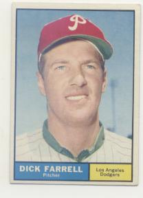 1961 Topps #522 Dick Farrell UER/(Phillies cap but/listed on Dodgers)