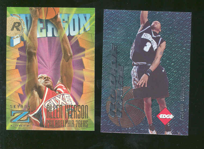 (2) 1996 Collector's Edge Georgtown / Skybox Z-Force Allen Iverson Rookie Cards 1 price for both cards 76ers Nuggets Rookie RC 