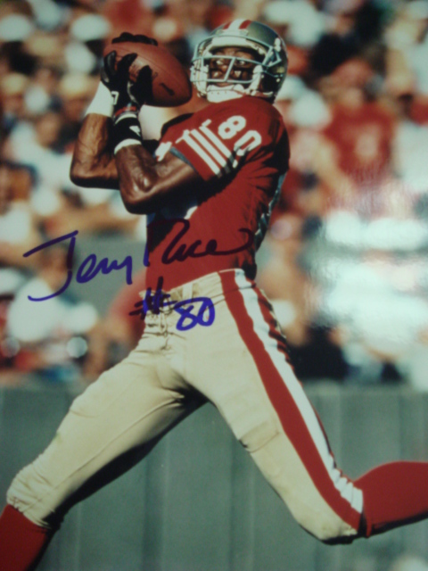 Jerry Rice Autographed 8 x 10 49ers Picture with PSA Coa