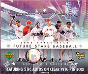 2006 Upper Deck Future Stars MLB Baseball Sports Trading Cards Box (5 Rookie signature cards on clear PETG per box + rare hot boxes with either a red ink signature or a 1/1 printing plate per pack!)