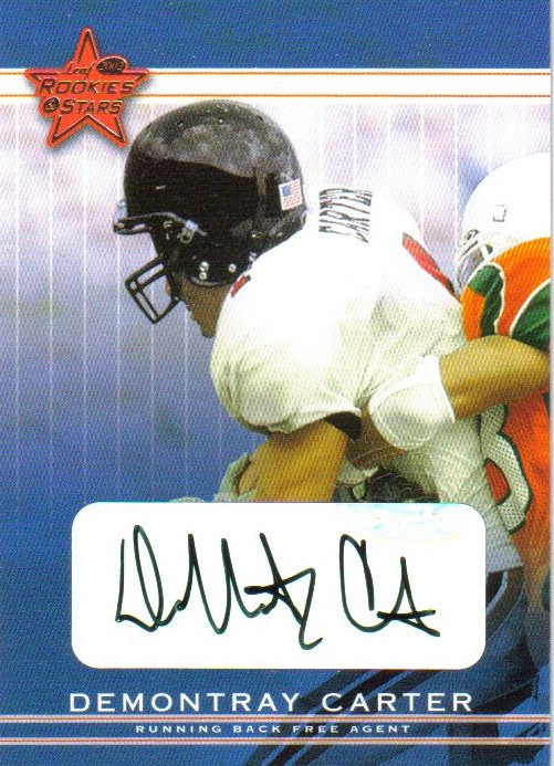 2002 Leaf Rookies and Stars Rookie Autographs #170 Demontray Carter