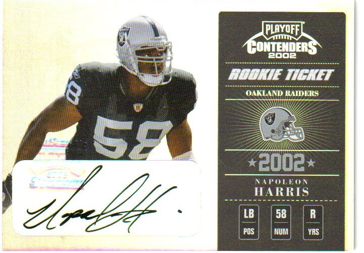 2002 Playoff Contenders #159 Napoleon Harris AU/900 RC