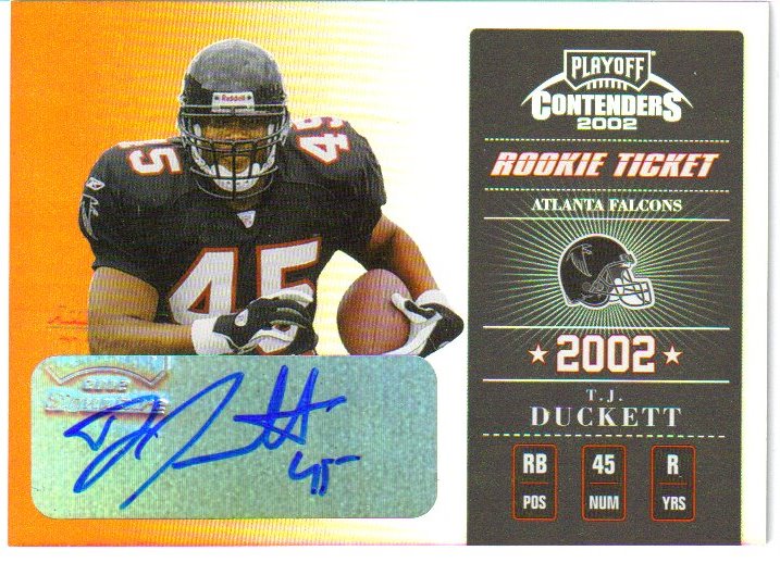2002 Playoff Contenders #173 T.J. Duckett AU/335 RC
