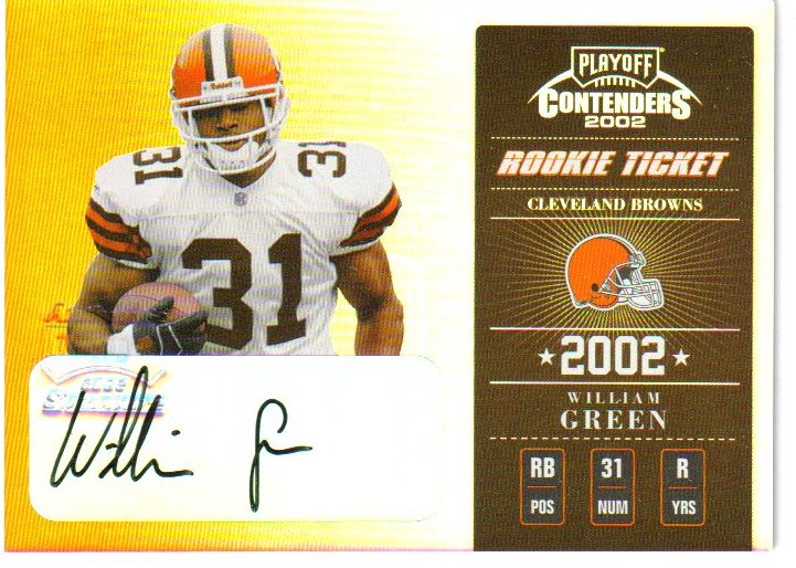 2002 Playoff Contenders #178 William Green AU/317 RC