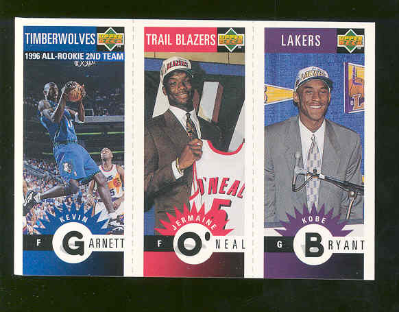 1996 Collector's Choice Mini #M129 Kobe Bryant Lakers w/ Kevin Garnett Jermaine O'Neal Rookie Mint 