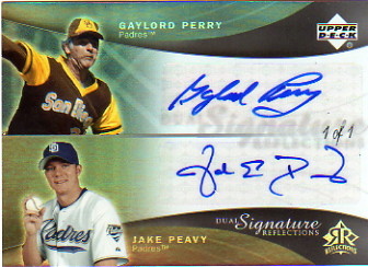 2005 Reflections Dual Signatures Platinum #GPJP Gaylord Perry/Jake Peavy