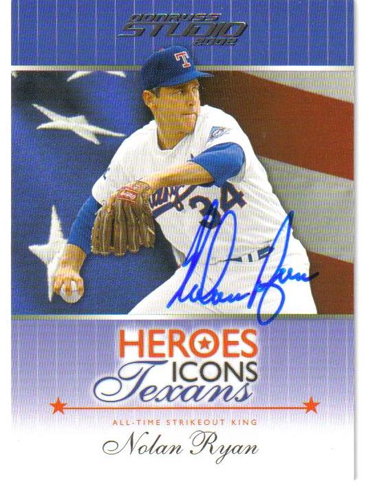 2002 Studio Heroes Icons Texans #HIT2 Nolan Ryan AU/32 front image