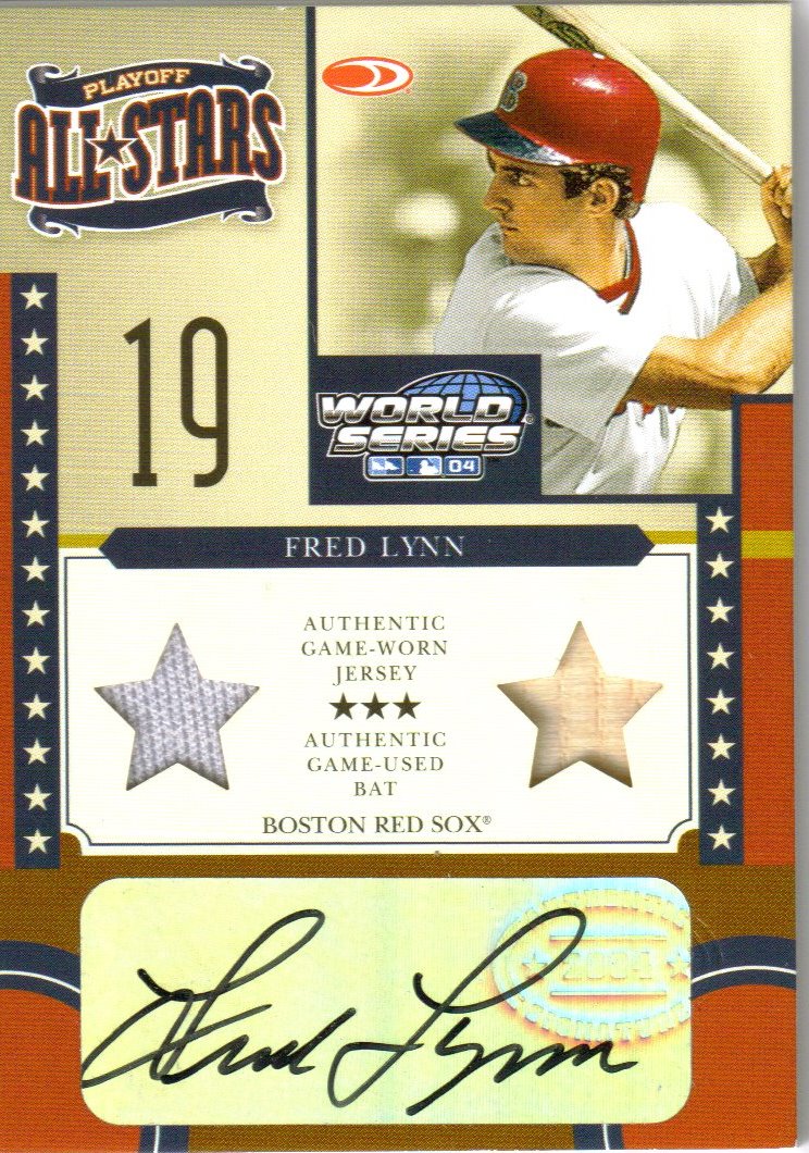 2004 Donruss World Series Playoff All-Stars Signature Material 2 #14 Fred Lynn Bat-Jsy/50