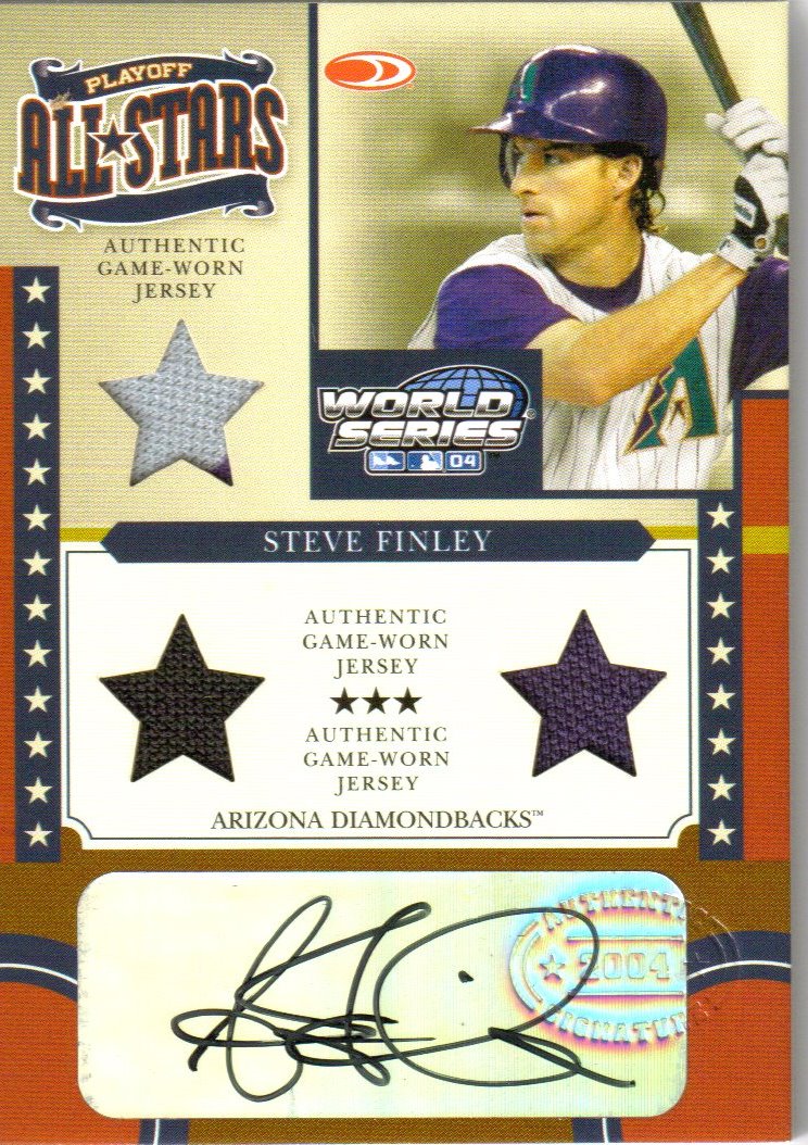 2004 Donruss World Series Playoff All-Stars Signature Material 3 #3 Steve Finley Jsy-Jsy-Jsy/100