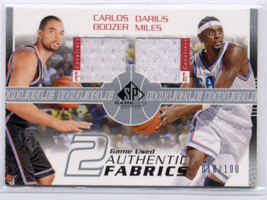 2003-04 SP Game Used Authentic Fabrics Dual #CBDMJ Carlos Boozer/Darius Miles