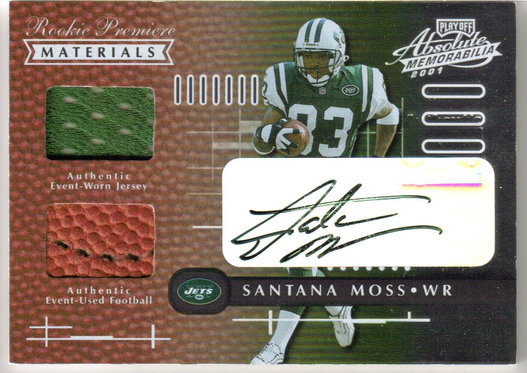2001 Absolute Memorabilia Rookie Premiere Materials Autographs #166 Santana Moss