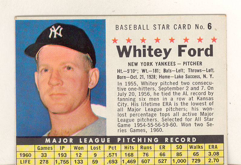 1961 Post #6A Whitey Ford COM