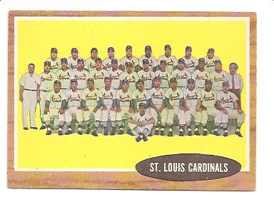 1962 Topps #61 St. Louis Cardinals TC