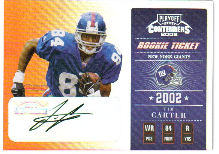 2002 Playoff Contenders #174 Tim Carter AU/600 RC