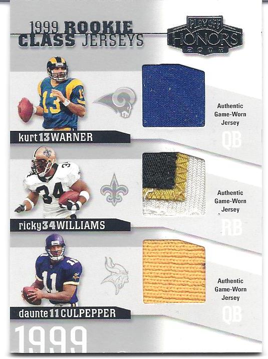 2002 Playoff Honors Rookie Class Jerseys #RC10 Kurt Warner/Ricky Williams/Daunte Culpepper
