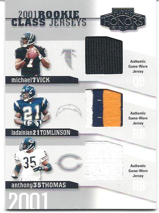 2002 Playoff Honors Rookie Class Jerseys #RC12 Michael Vick/LaDainian Tomlinson/Anthony Thomas