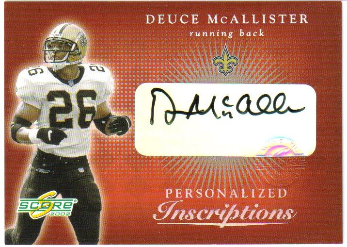 2002 Score Inscriptions Personalized #12 Deuce McAllister