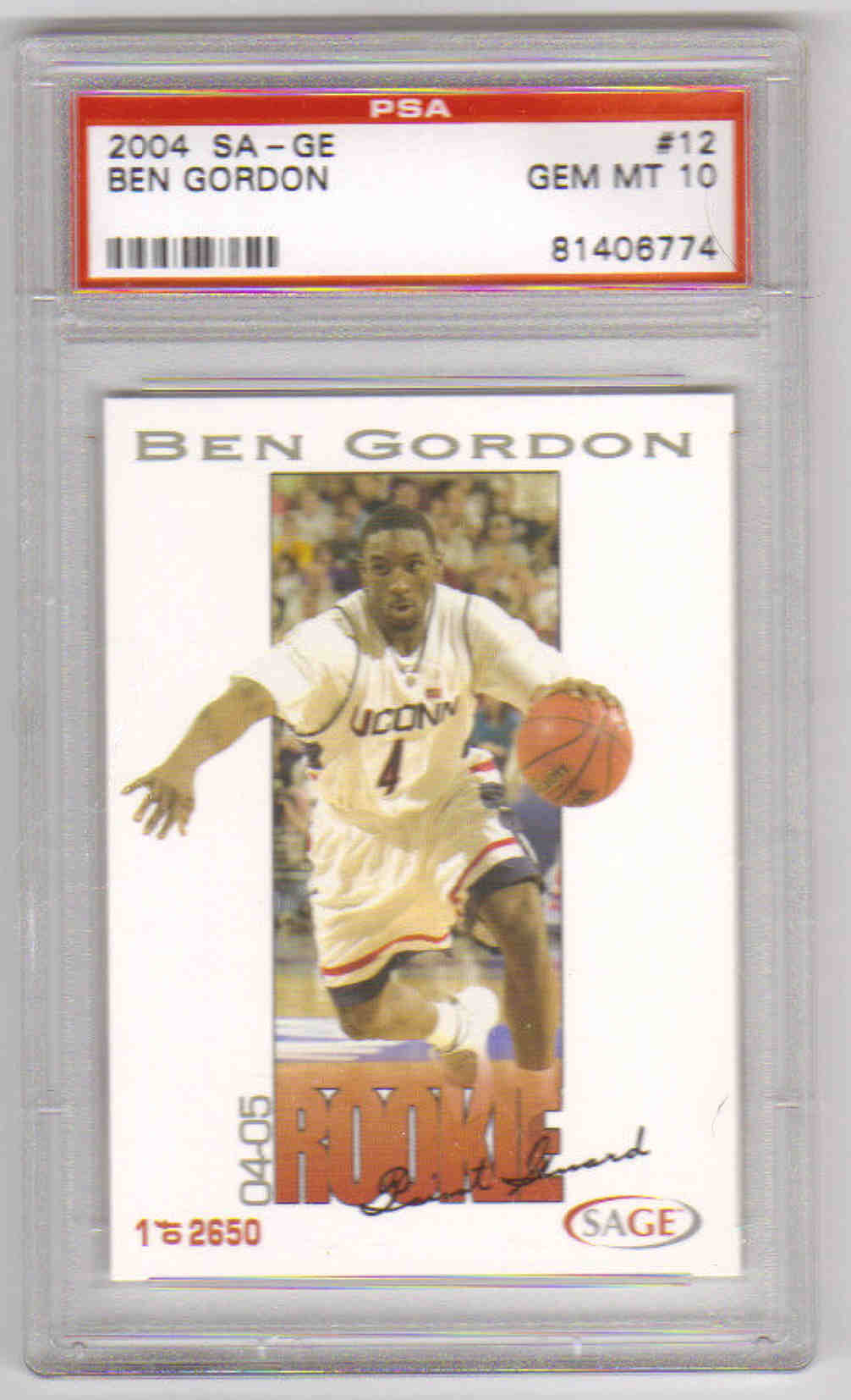 2004 SA-GE #12 Ben Gordon PSA 10 Gem Mint